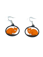 Orange & White Sitting Cat Earrings