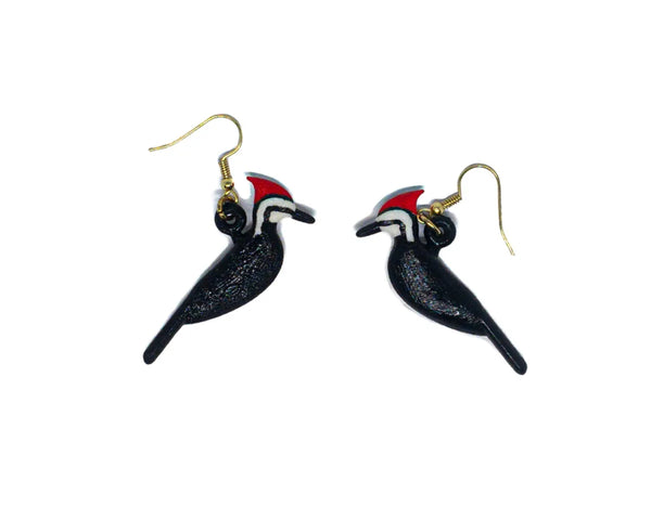 Pileated Woodpeckers 3D Hand Painted Earring
